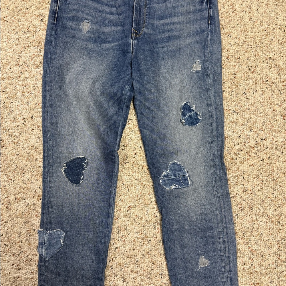 7 For All Mankind Blue Distressed Skinny Jeans